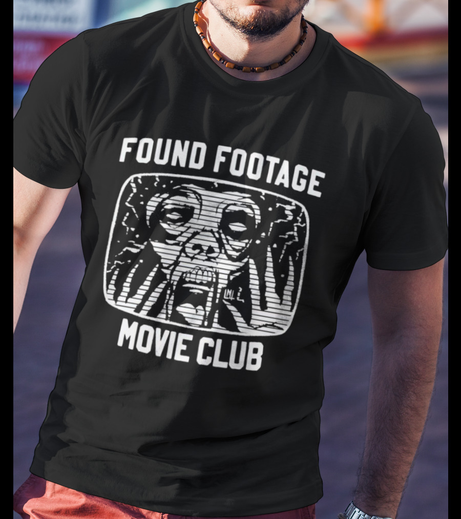 Found Footage Movie Club Distorted Creepy TV Screen Face T-Shirt