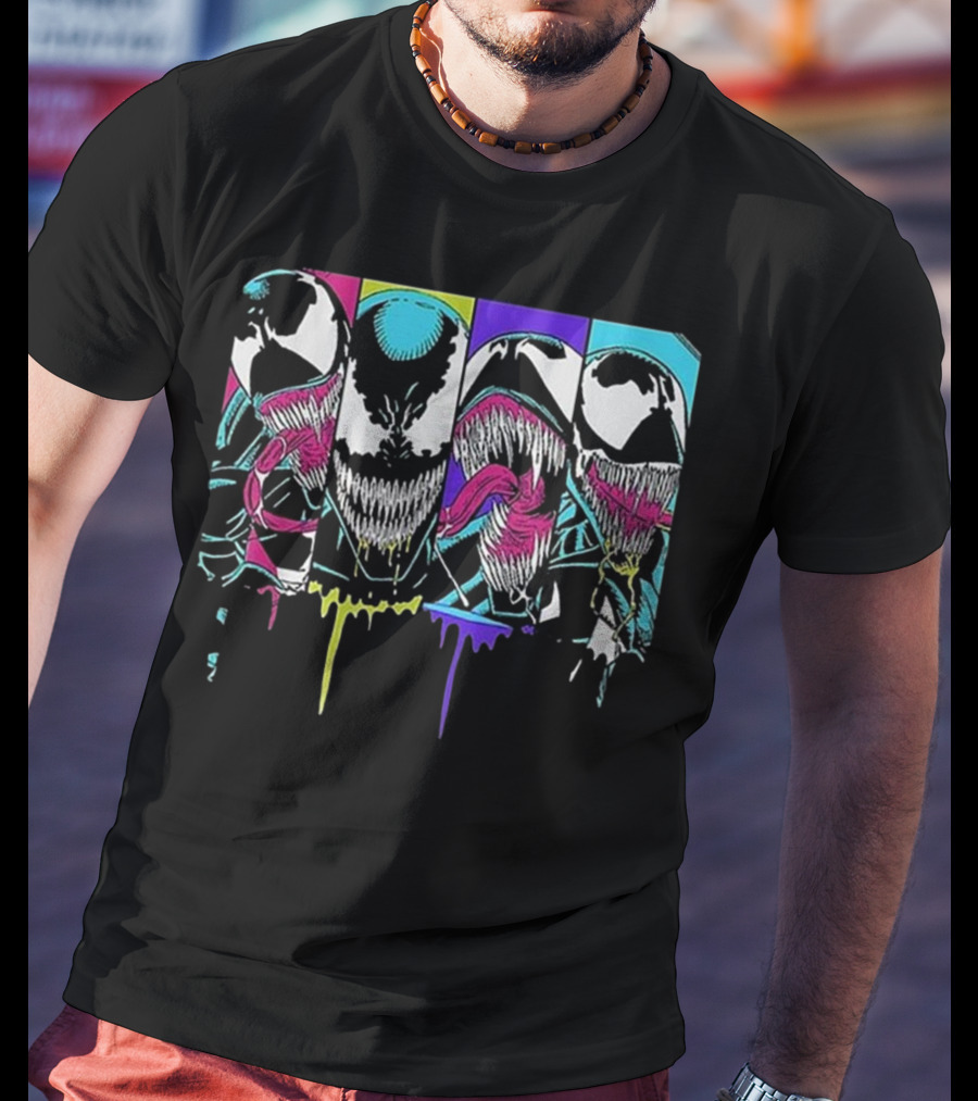 Retro Vintage Venom Symbiote Spider-Man Pop Art Panels T-Shirt