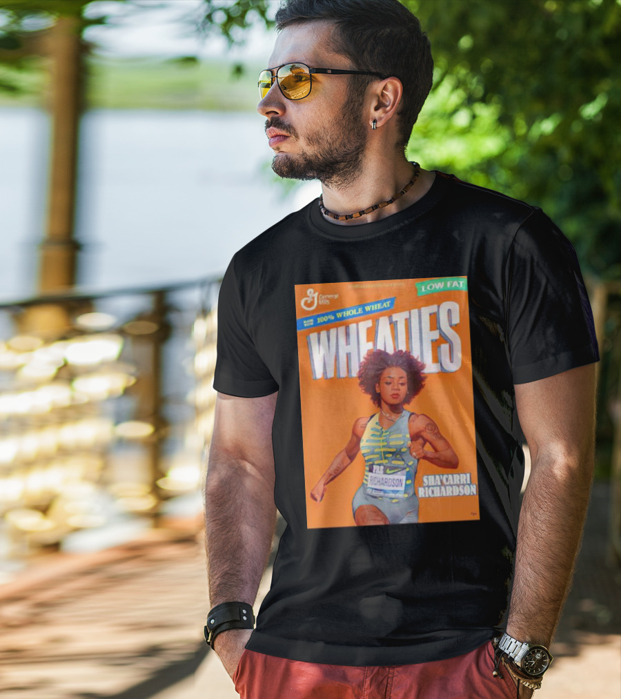 Sha’carri Richardson On Wheaties Box General Mills 100% Whole Wheat Low Fat T-Shirt