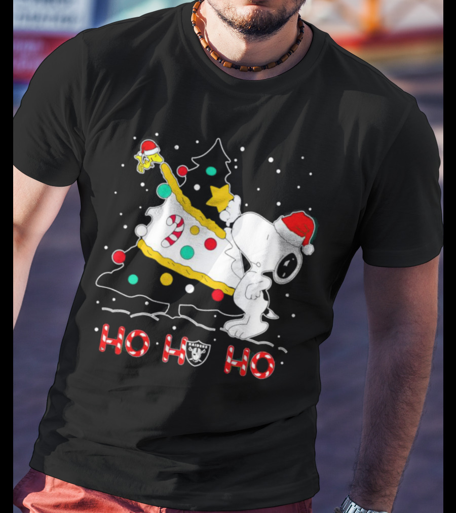 Snoopy Woodstock Las Vegas Raiders Christmas Ho Ho Ho T-Shirt