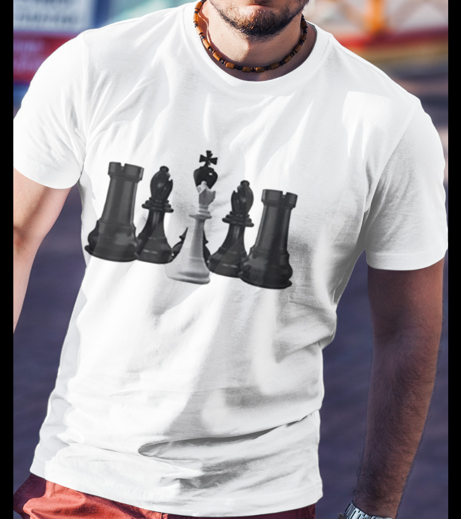 The Chess Grandmaster White King Surrounded By Black Rooks And Bishops T-Shirt