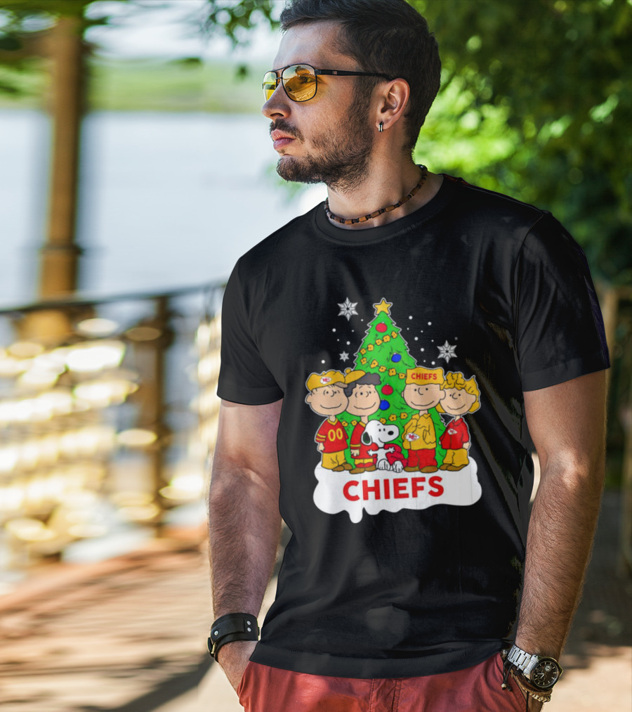 Peanuts Characters Chiefs Christmas Tree T-Shirt