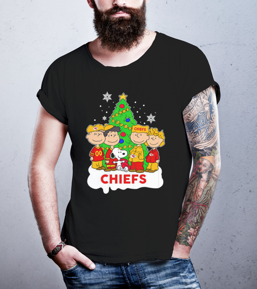 Peanuts Characters Chiefs Christmas Tree T-Shirt