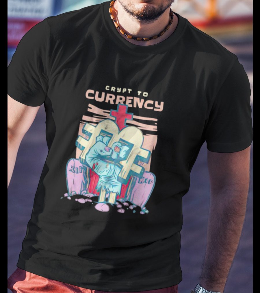 Crypt To Currency Zombie Bitcoin Graveyard Scene T-Shirt