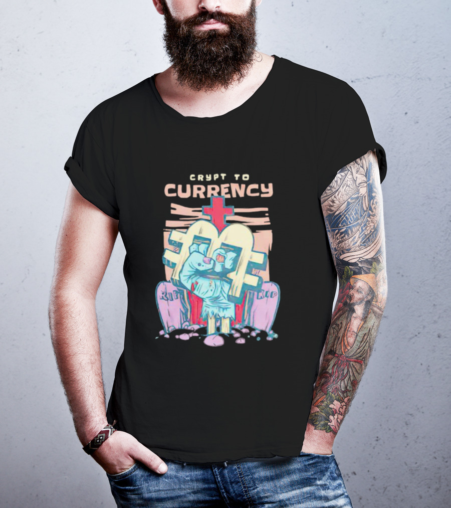 Crypt To Currency Zombie Bitcoin Graveyard Scene T-Shirt