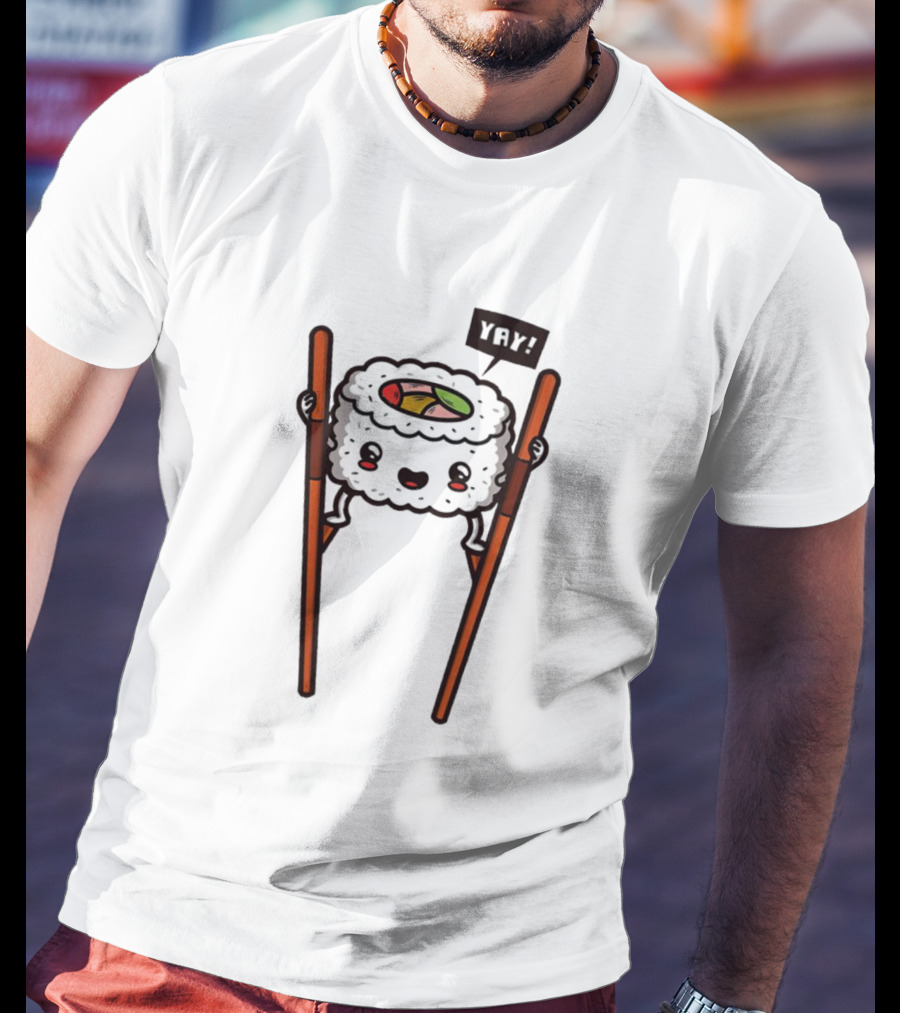 Sushi Roll On Chopsticks With Yay Flag T-Shirt
