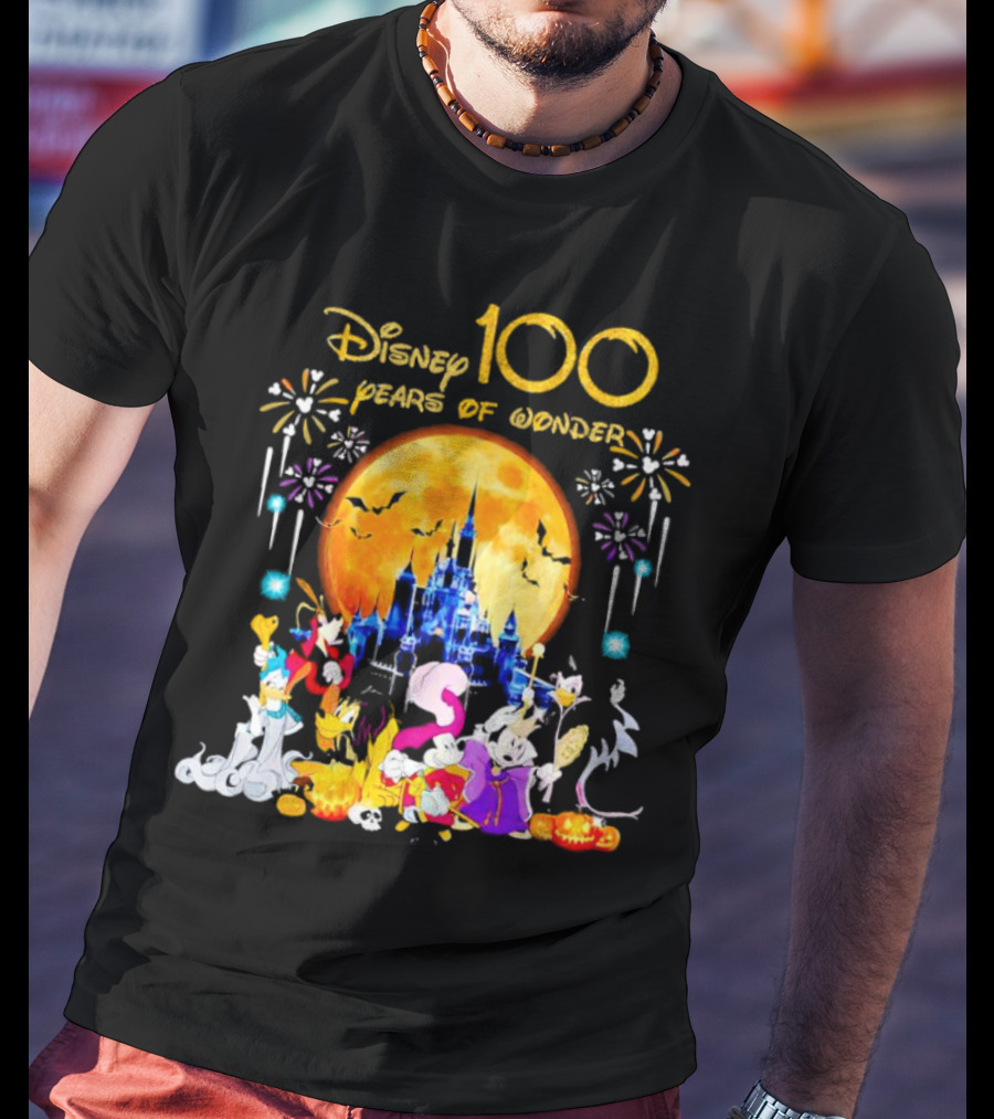 Disney 100 Years Of Wonder Halloween Castle And Characters T-Shirt
