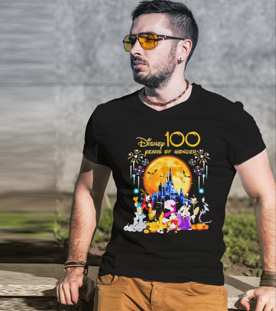 Disney 100 Years Of Wonder Halloween Castle And Characters T-Shirt