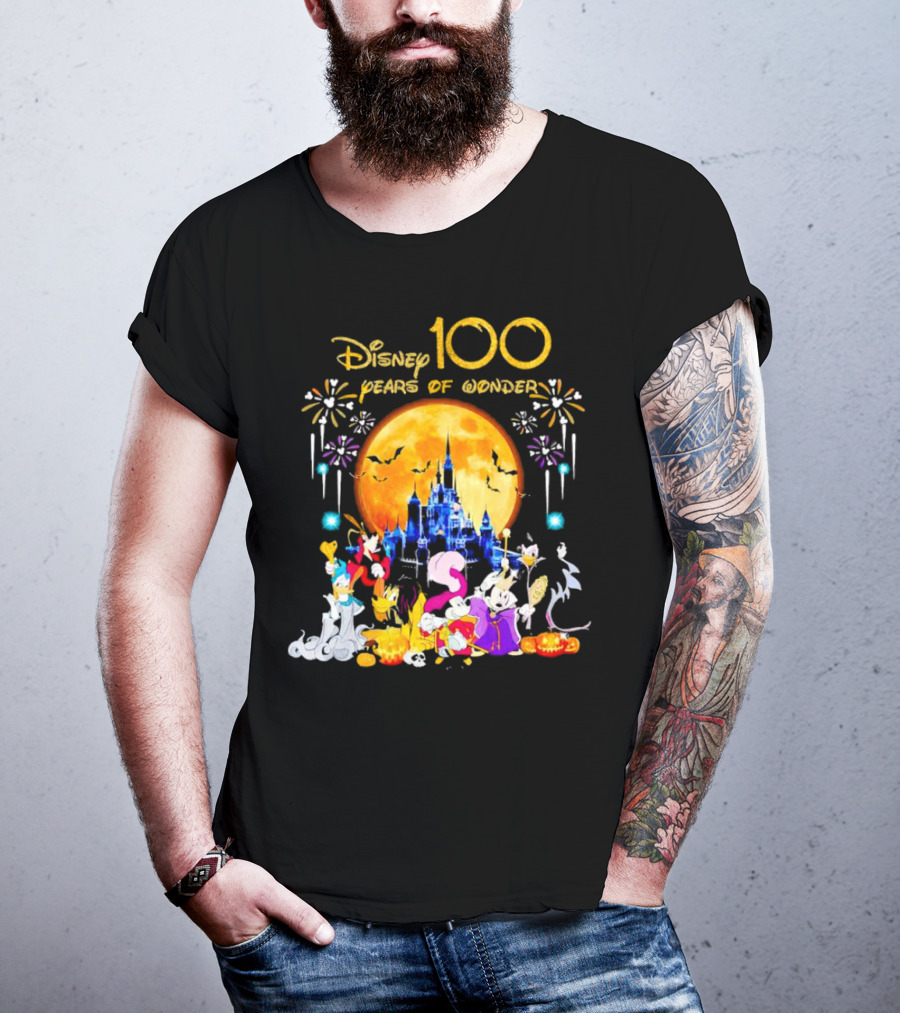 Disney 100 Years Of Wonder Halloween Castle And Characters T-Shirt