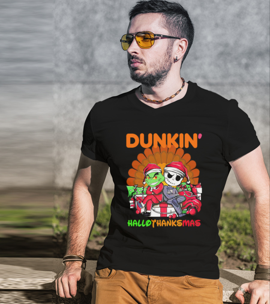 Grinch Jack Skellington Dunkin Hallo Thanks Mas T-Shirt