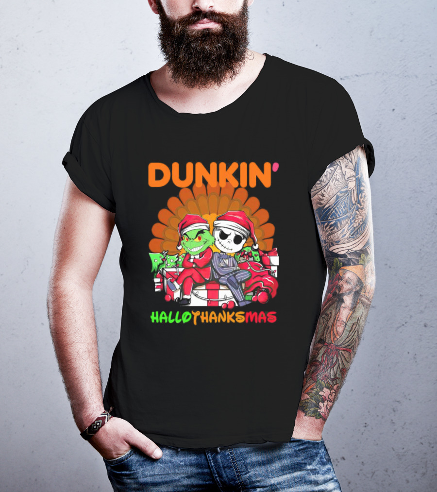 Grinch Jack Skellington Dunkin Hallo Thanks Mas T-Shirt