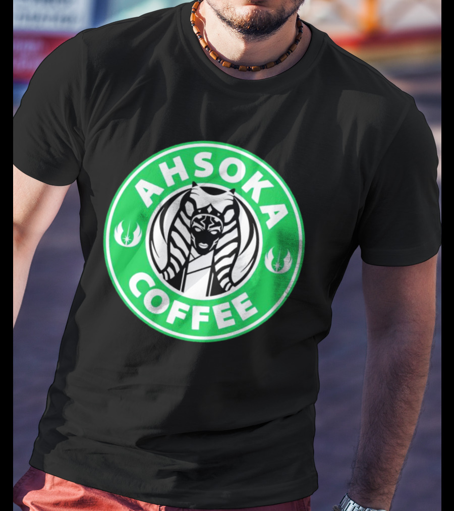 Ahsoka Coffee Star Wars Parody Logo Jedi Symbols T-Shirt