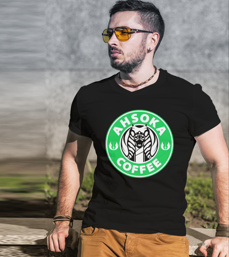 Ahsoka Coffee Star Wars Parody Logo Jedi Symbols T-Shirt