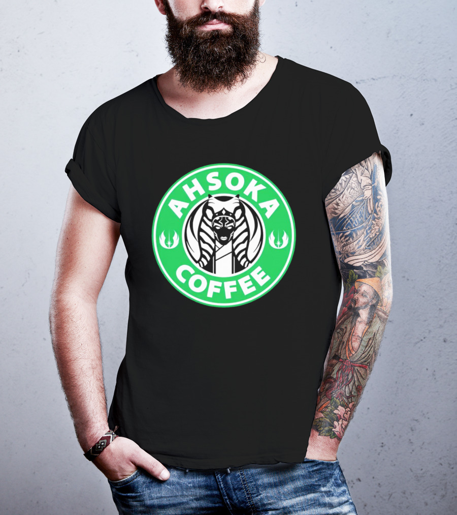 Ahsoka Coffee Star Wars Parody Logo Jedi Symbols T-Shirt