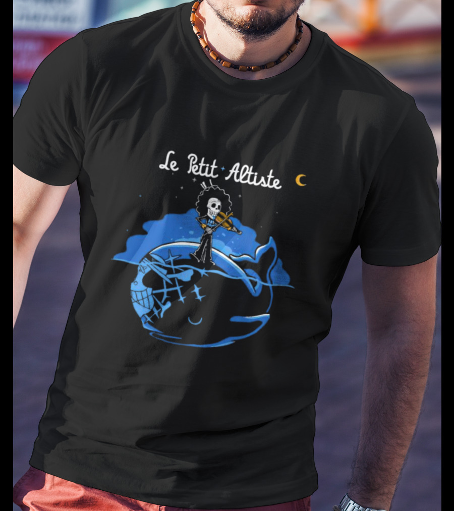 Le Petit Altiste Skeleton Violinist On Whale Under Moon T-Shirt