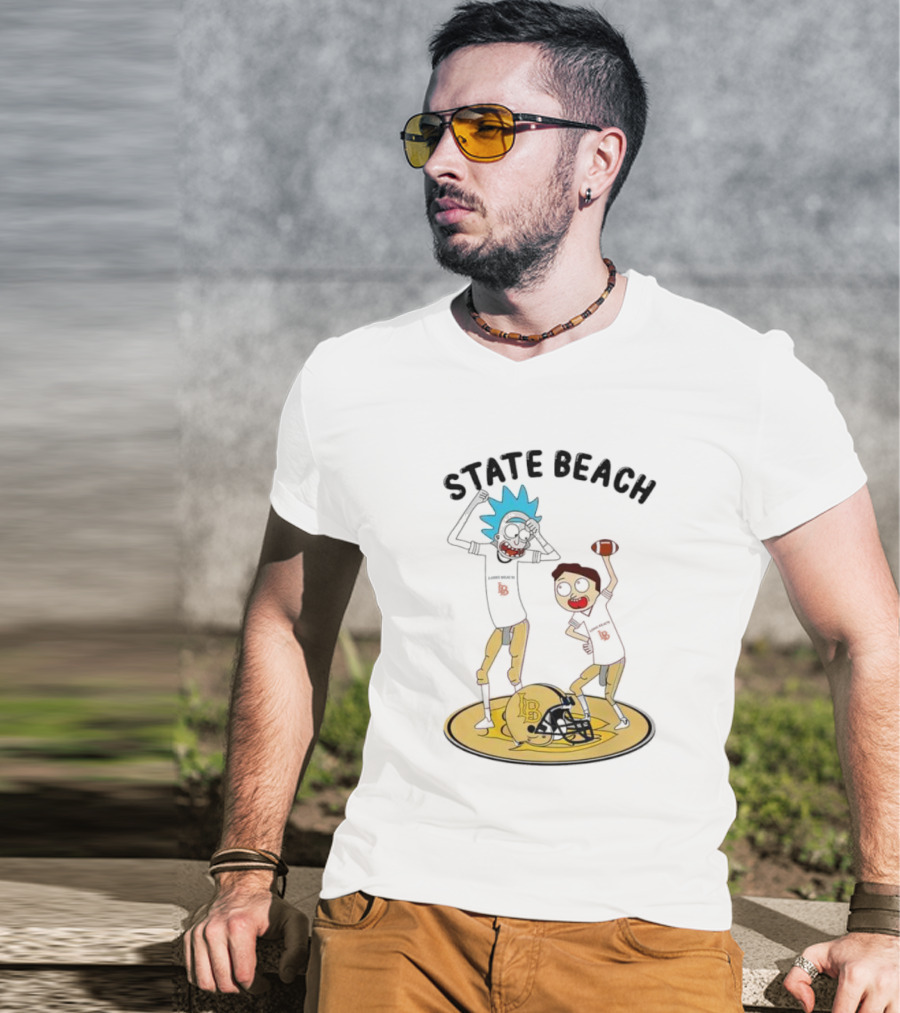 State Beach Long Beach Rick And Morty Dancing Football Helmet T-Shirt