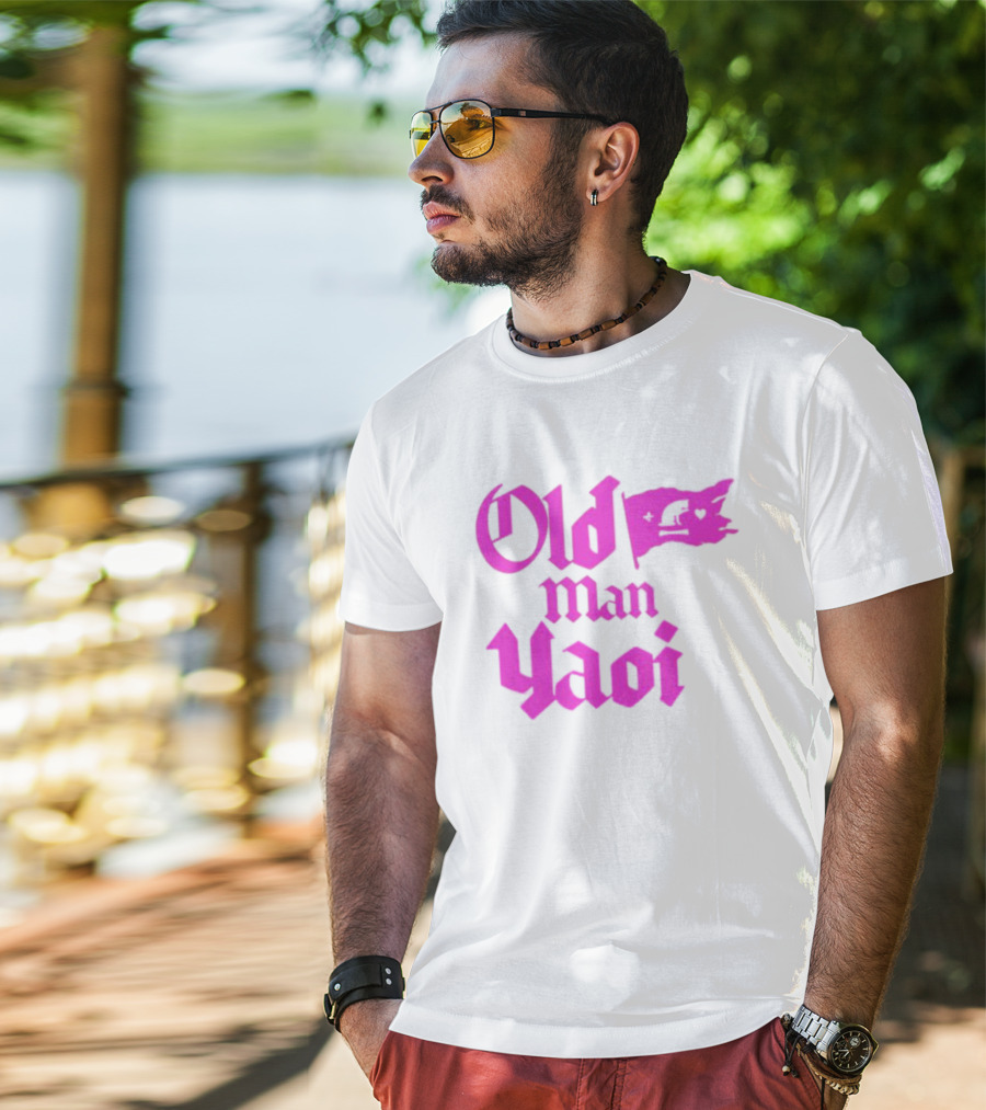 Old Man Yaoi Pink Gothic Text T-Shirt