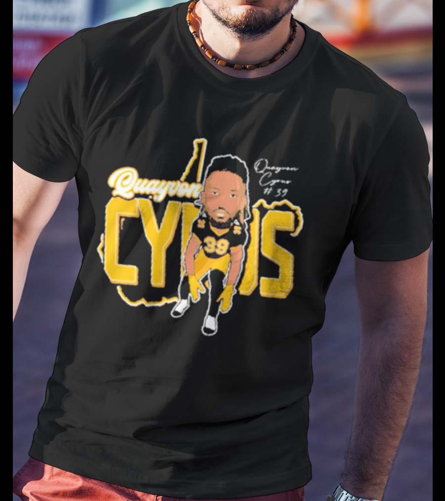 Quayvon Cyrus Caricature #39 Signature Football T-Shirt