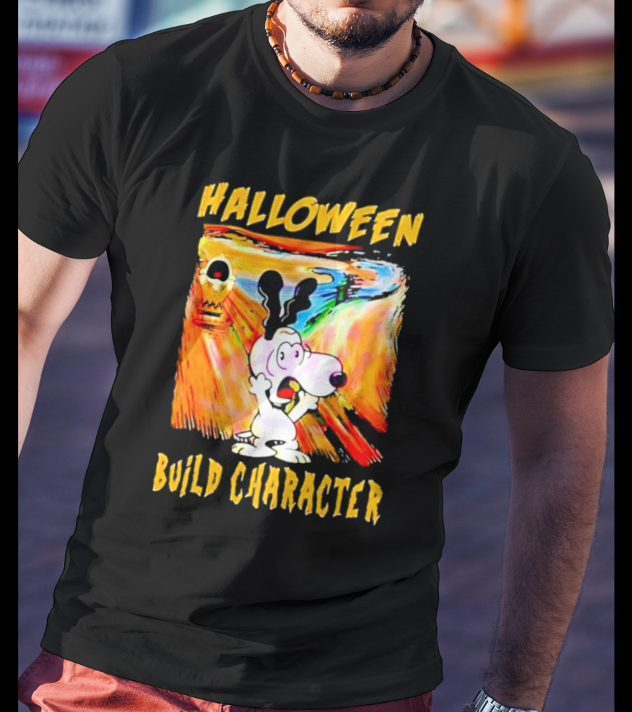 Halloween Build Character Snoopy Scream Painting T-Shirt