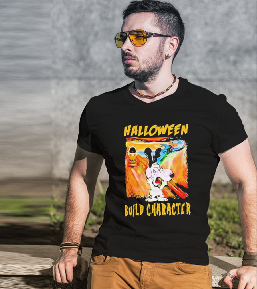 Halloween Build Character Snoopy Scream Painting T-Shirt