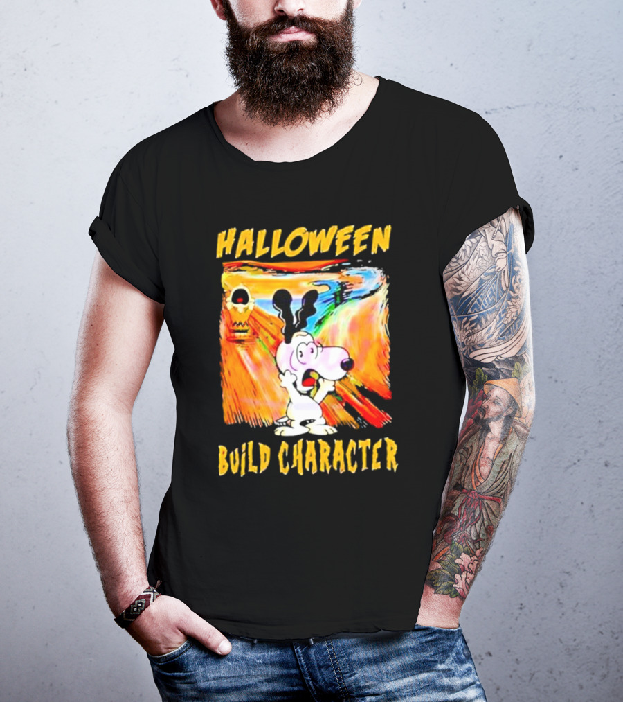 Halloween Build Character Snoopy Scream Painting T-Shirt