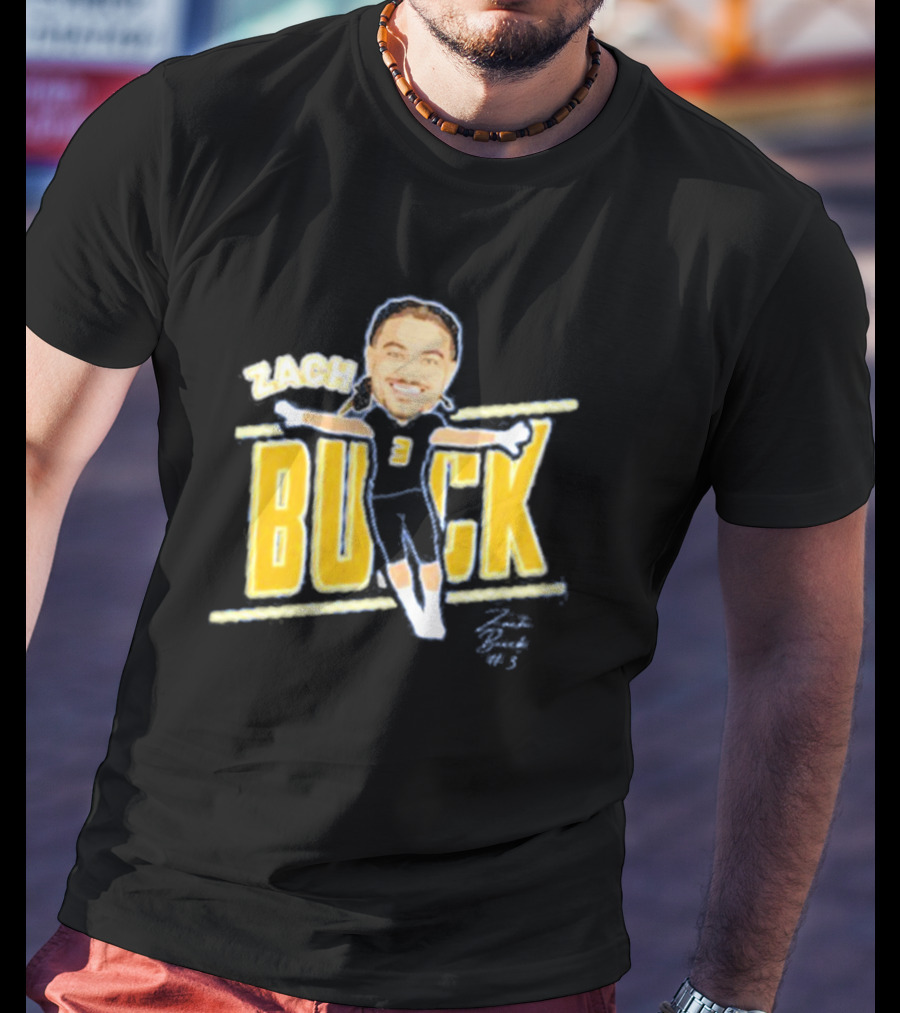 Zach Buick Caricature Signature Celebrating Number 3 T-Shirt