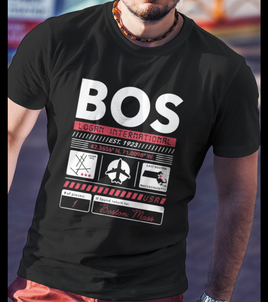 BOS Logan International Airport Est. 1923 Boston Massachusetts USA T-Shirt