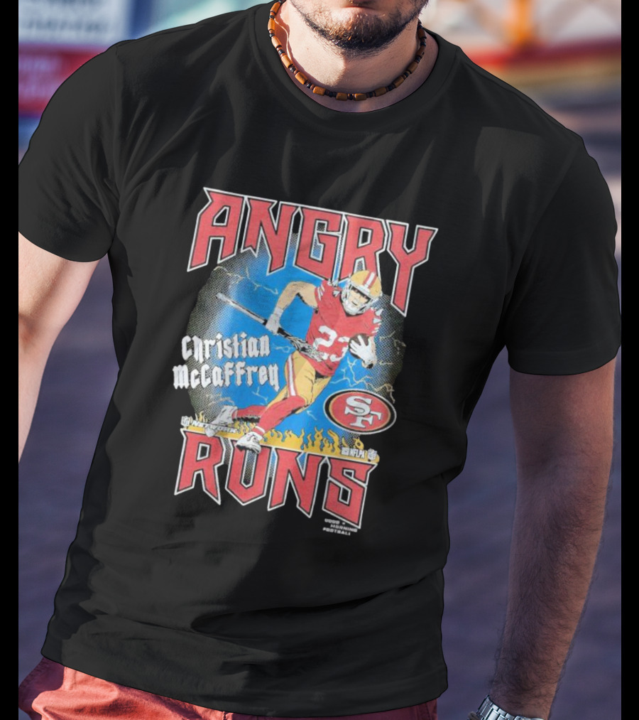 Christian McCaffrey Angry Runs NFL Football 49ers Iconic T-Shirt