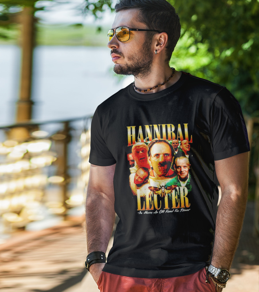 Hannibal Lecter I'm Having An Old Friend For Dinner With Multiple Faces And Moth T-Shirt
