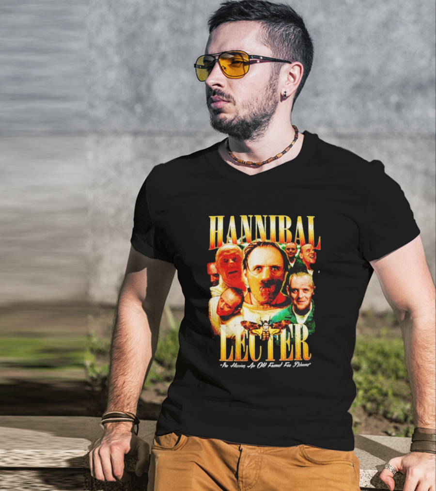 Hannibal Lecter I'm Having An Old Friend For Dinner With Multiple Faces And Moth T-Shirt