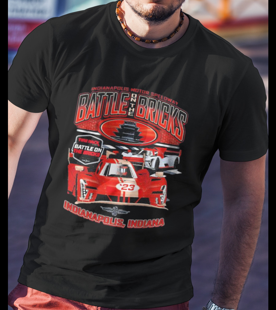 Indianapolis Motor Speedway Battle On The Bricks Racing Scene Indianapolis Indiana T-Shirt