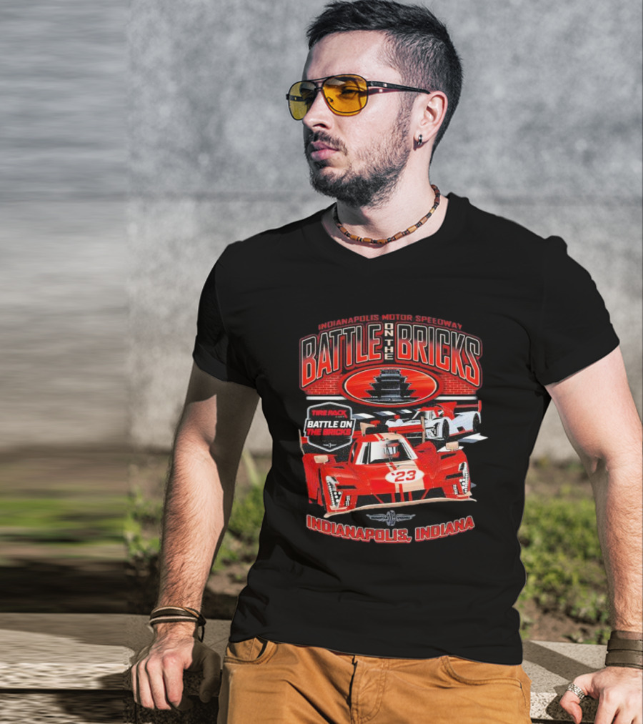 Indianapolis Motor Speedway Battle On The Bricks Racing Scene Indianapolis Indiana T-Shirt
