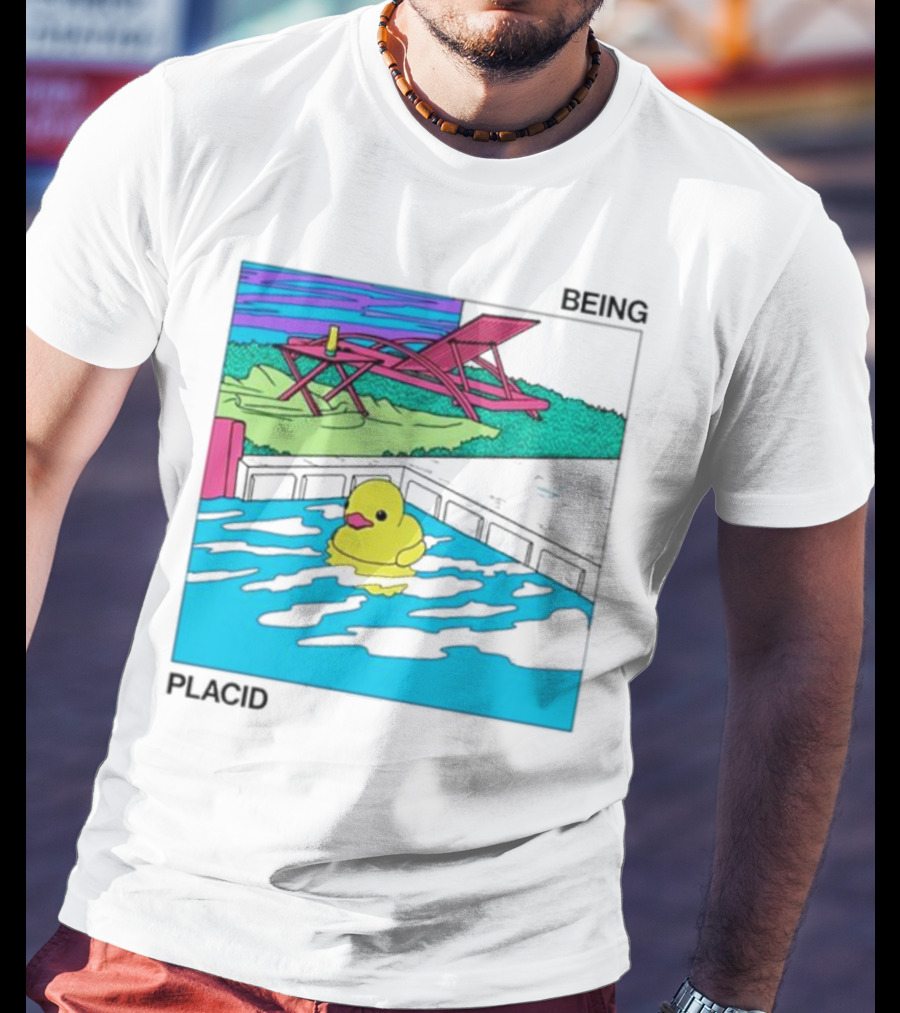 Being Placid Duck Pool Lounger Scene T-Shirt