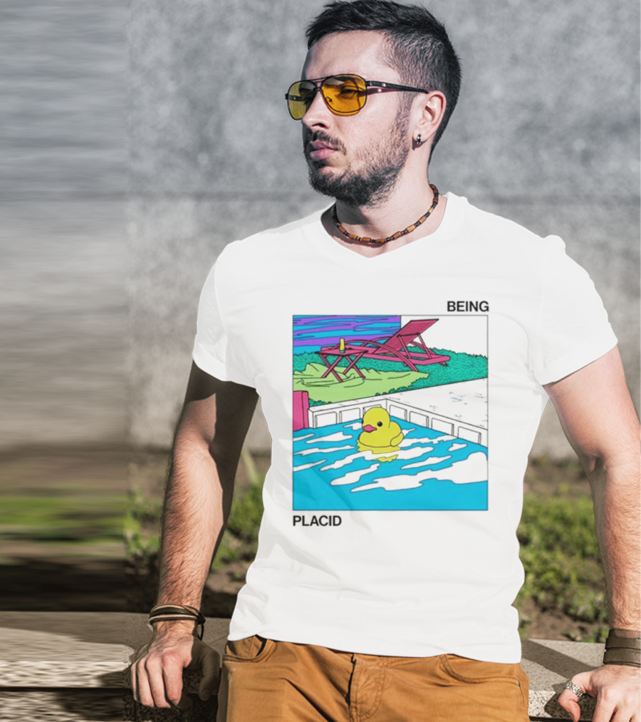 Being Placid Duck Pool Lounger Scene T-Shirt