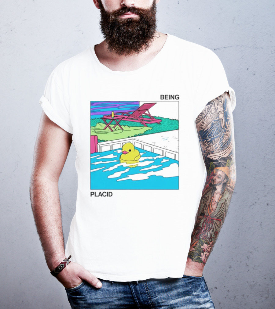 Being Placid Duck Pool Lounger Scene T-Shirt