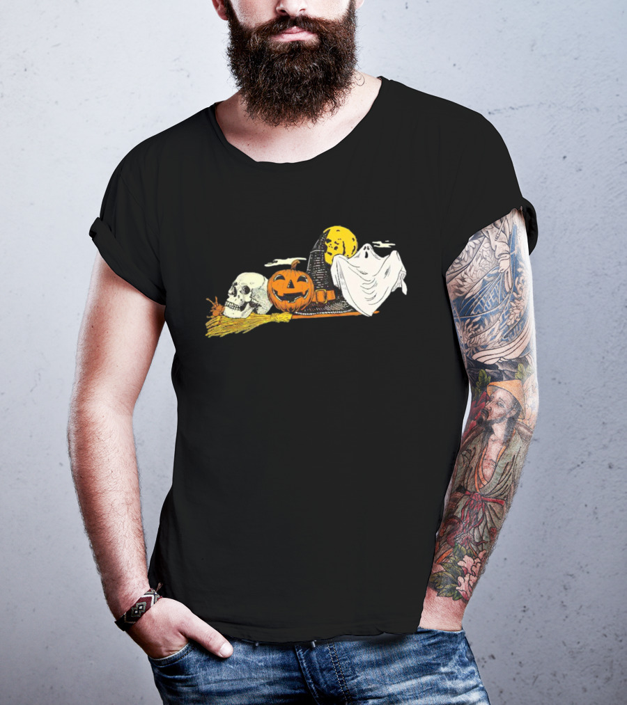 Vintage Kentucky Halloween Ghost Pumpkin Skull Moon T-Shirt
