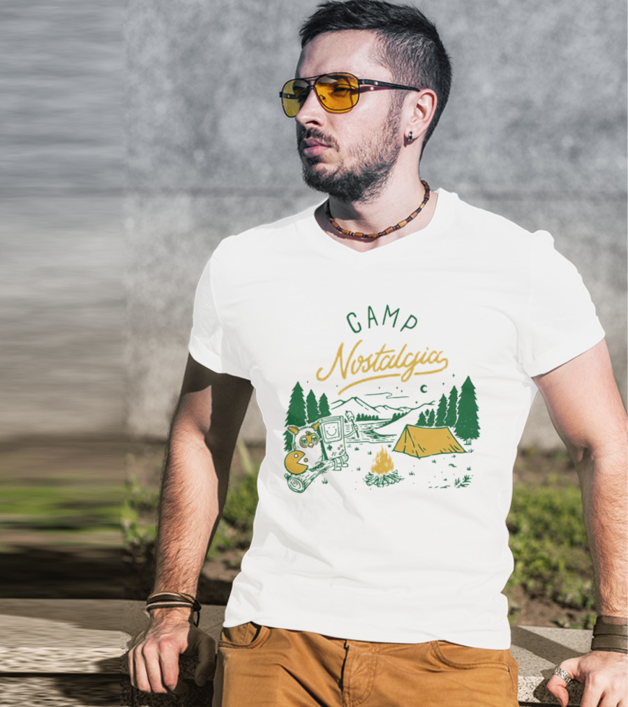 Camp Nostalgia Campfire Tent Forest Night Scene T-Shirt