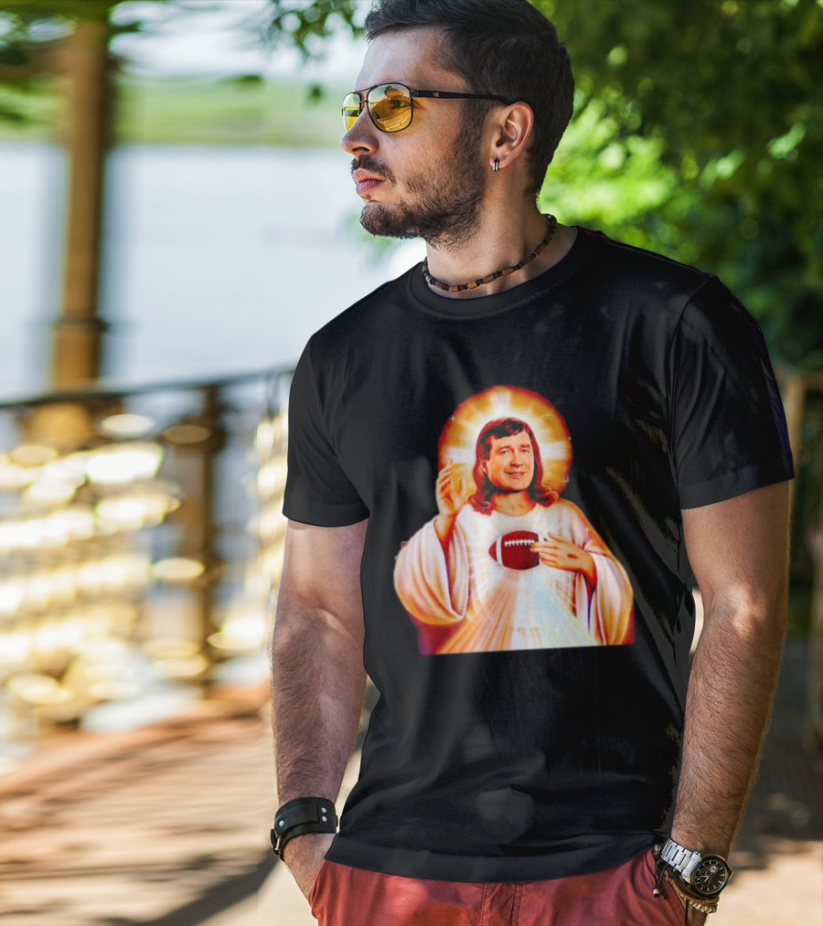 Church Of Smart Jesus With Football Halo T-Shirt