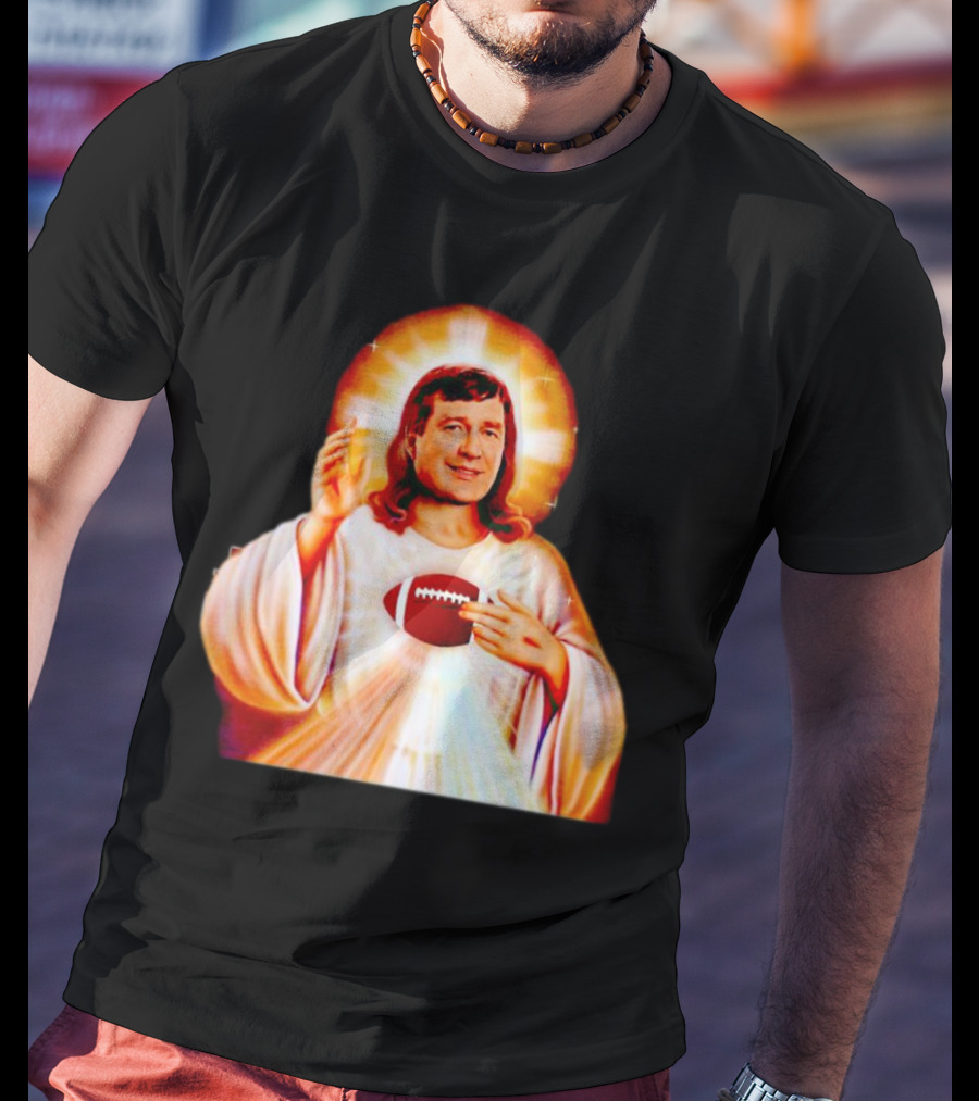 Church Of Smart Jesus With Football Halo T-Shirt