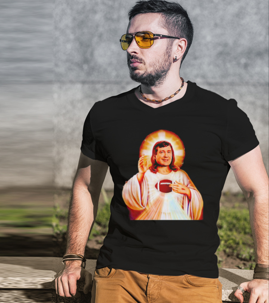 Church Of Smart Jesus With Football Halo T-Shirt