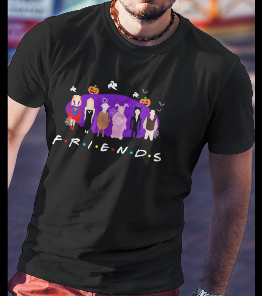 F.R.I.E.N.D.S Halloween Costumes With Pumpkins Ghosts Bats T-Shirt
