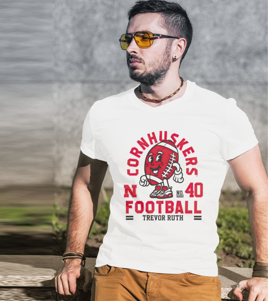 Cornhuskers Nebraska Football Trevor Ruth 40 T-Shirt