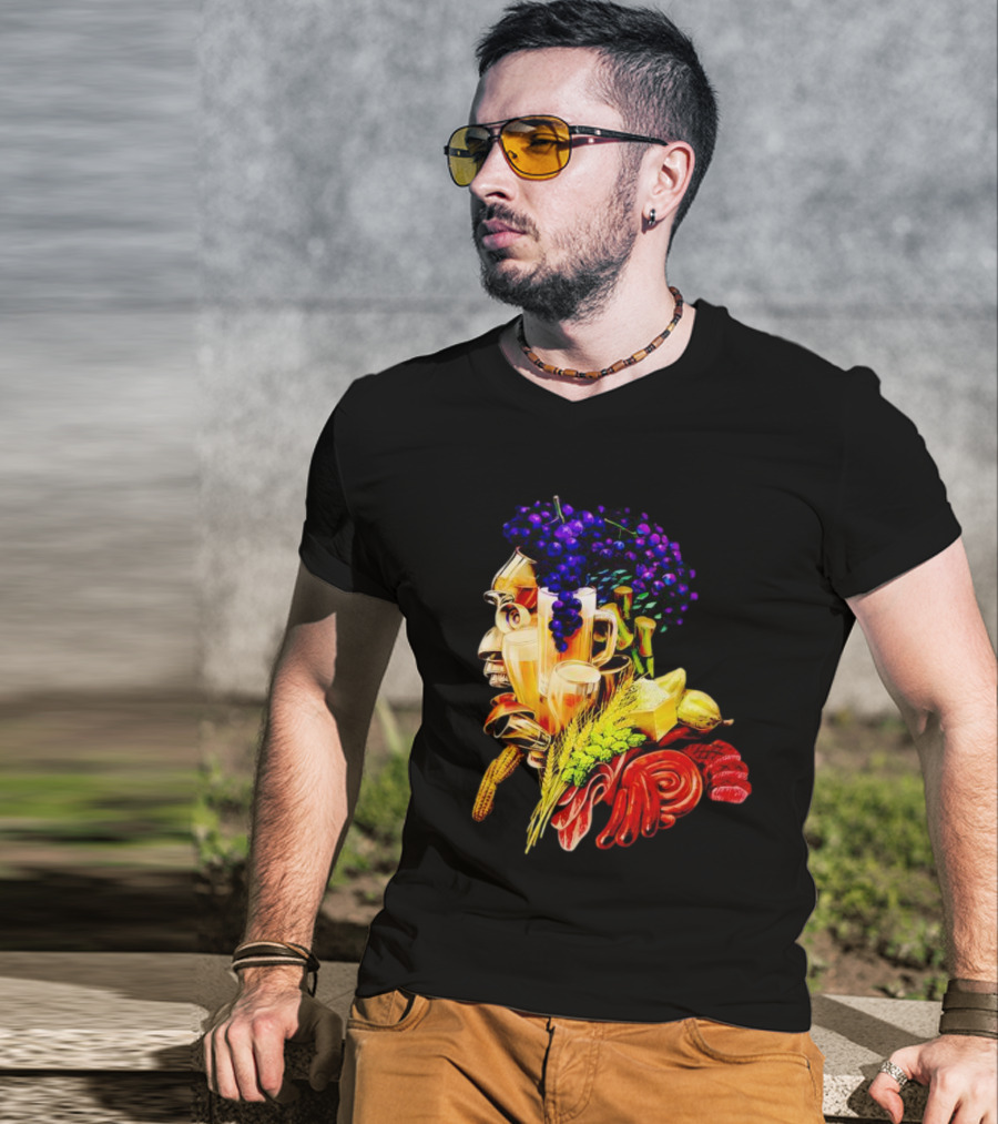 Toru Yano Damashie Baroque Food Face With Grapes And Wheat T-Shirt