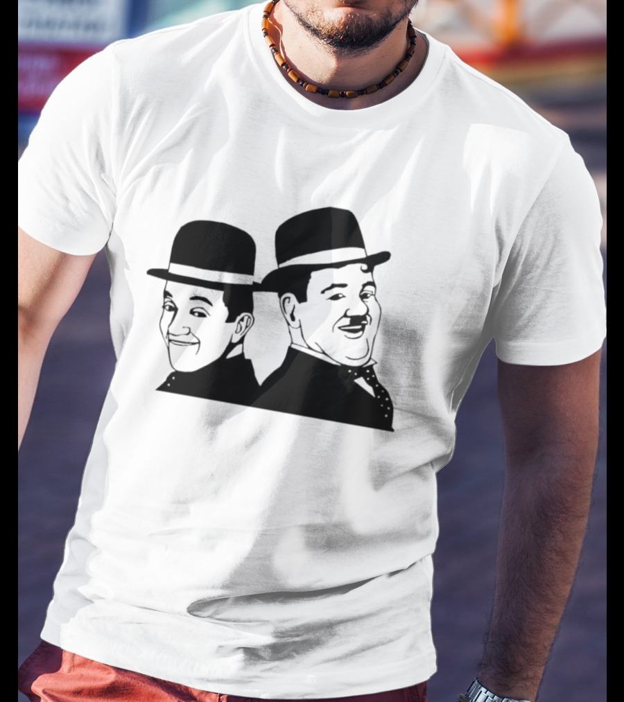 Laurel And Hardy Classic Film Comedy Duo Drawing T-Shirt