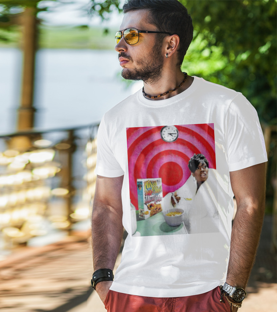 Missy Elliott Flav•O•Fleks Cereal With Red Spiral Clock Background T-Shirt
