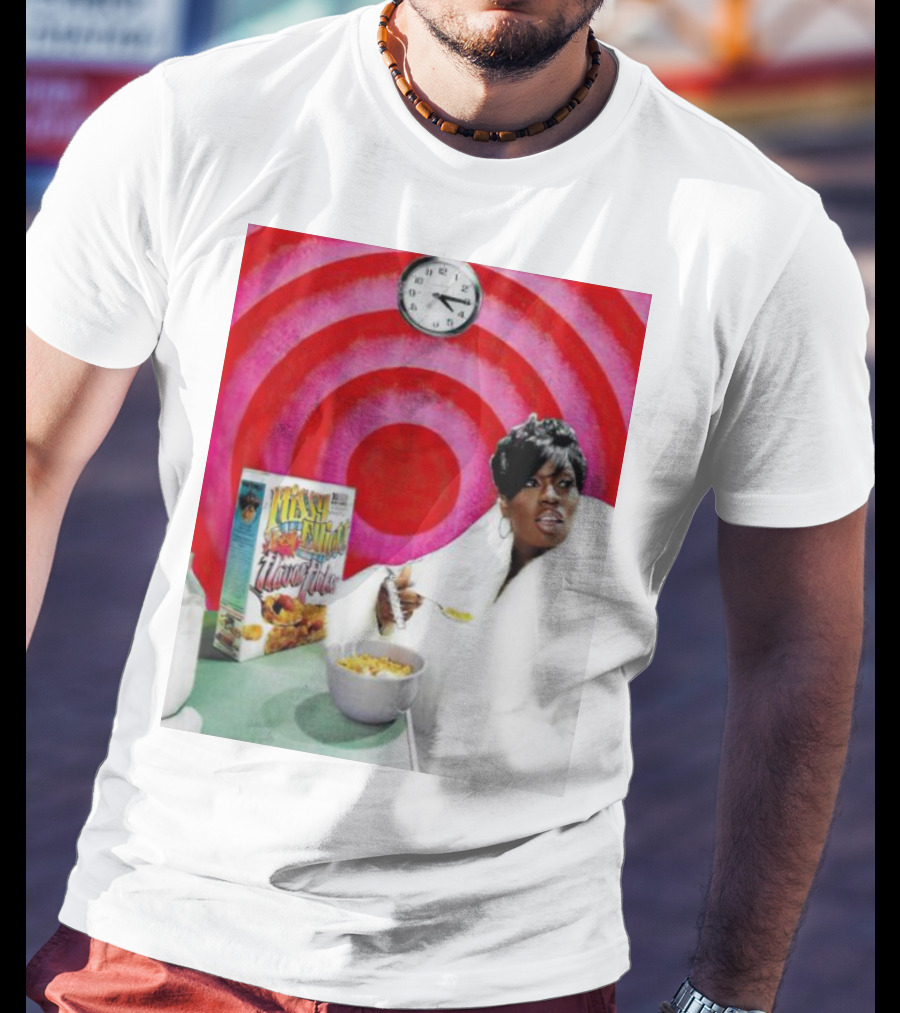 Missy Elliott Flav•O•Fleks Cereal With Red Spiral Clock Background T-Shirt