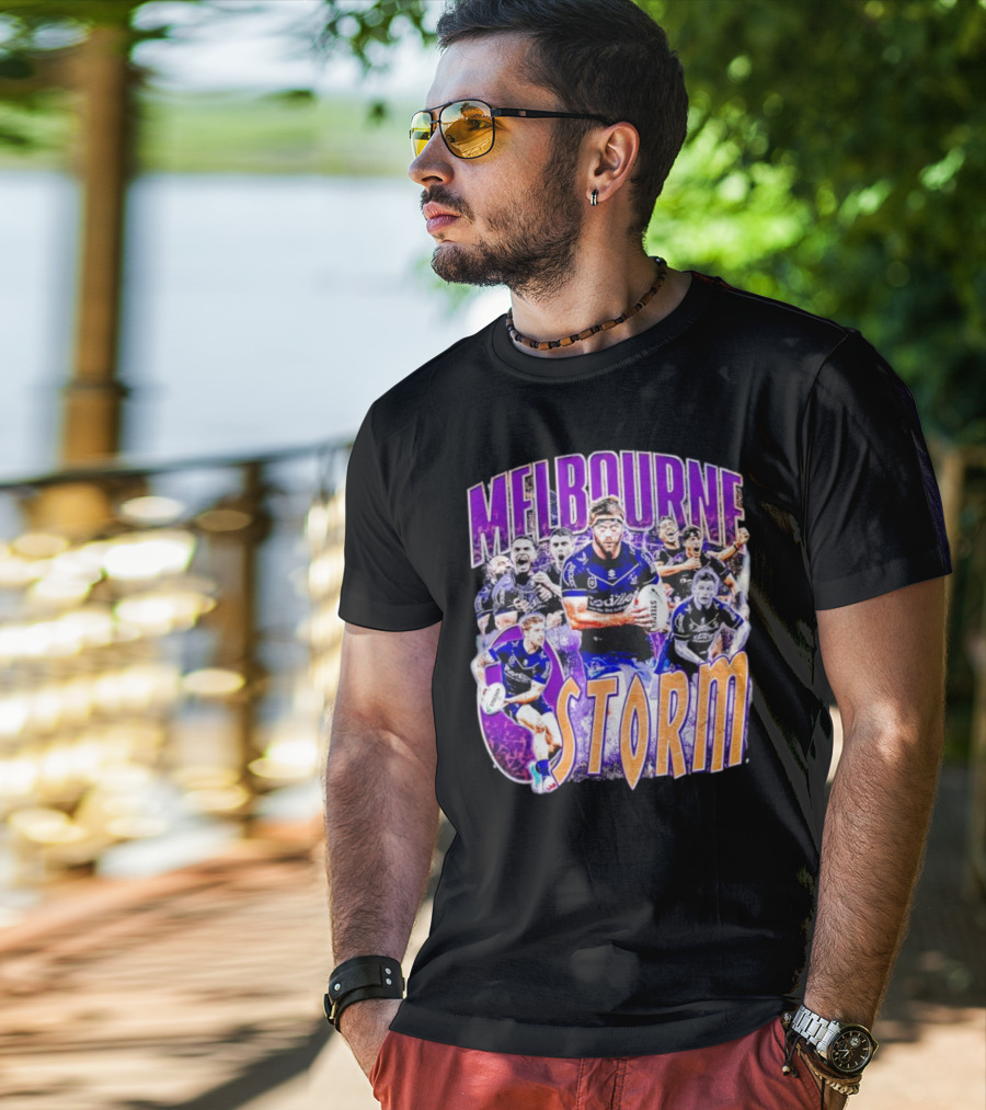Melbourne Storm Nrl Team Action Collage T-Shirt