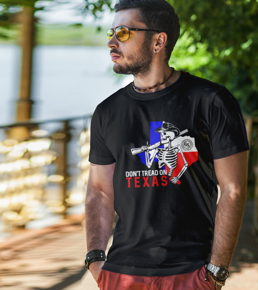 Don't Tread On Texas Skeleton Cowboy State Guard Seal T-Shirt