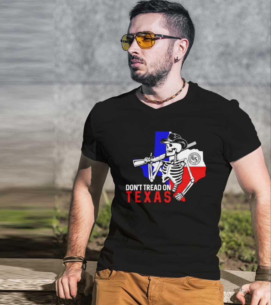 Don't Tread On Texas Skeleton Cowboy State Guard Seal T-Shirt
