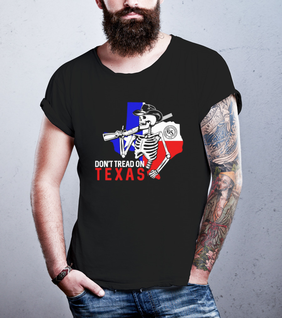 Don't Tread On Texas Skeleton Cowboy State Guard Seal T-Shirt